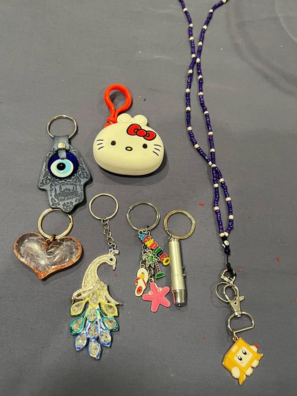 Hello Kitty White & Red Silicone and others Girls Keychain with Assorted Charms